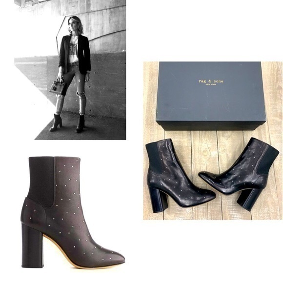 Rag & Bone Agnes Black Studded Leather BootiesNEW size 6.5 Stunning NWT